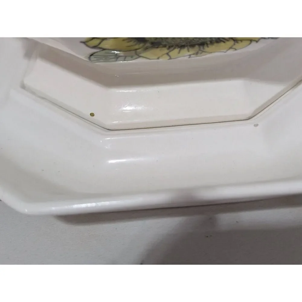 Georges Briard MCM Ceramic Tureen Lid Ladle & Platter Sunflower Pattern